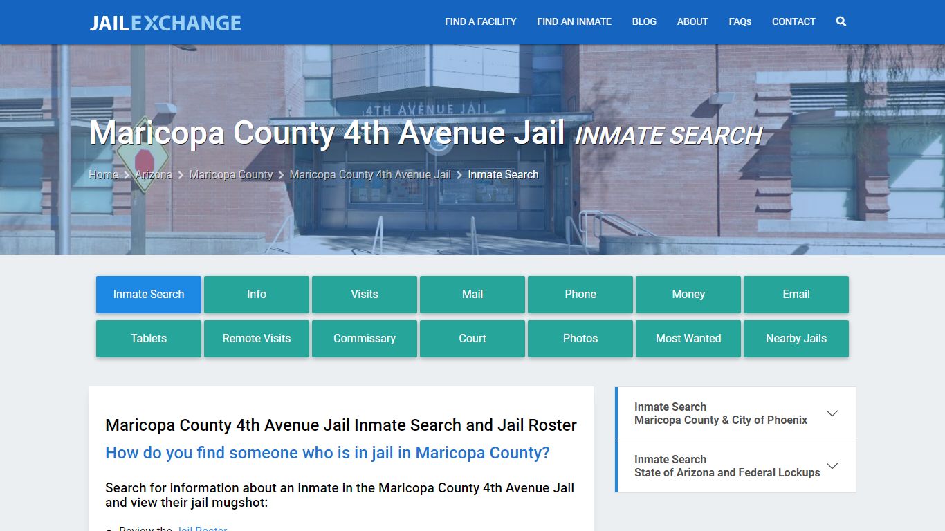 Maricopa County 4th Avenue Jail Inmate Search - Jail Exchange