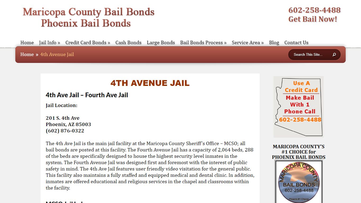 4th Ave Jail Inmate Information, Maricopa County Jail Phoenix Arizona